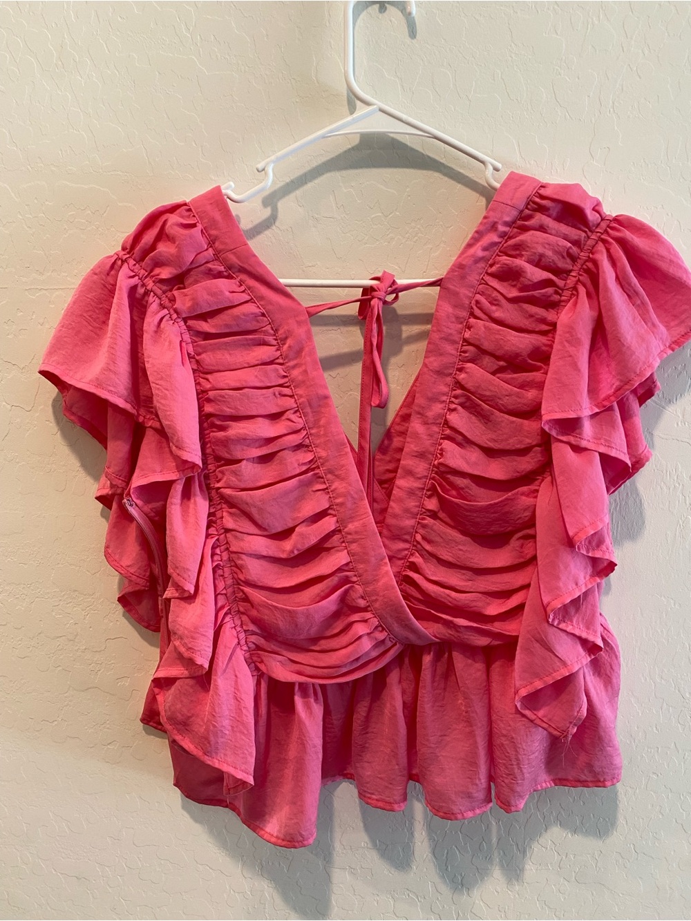 Entro Pink Ruffle V-Neck Blouse - Picture 4 of 5